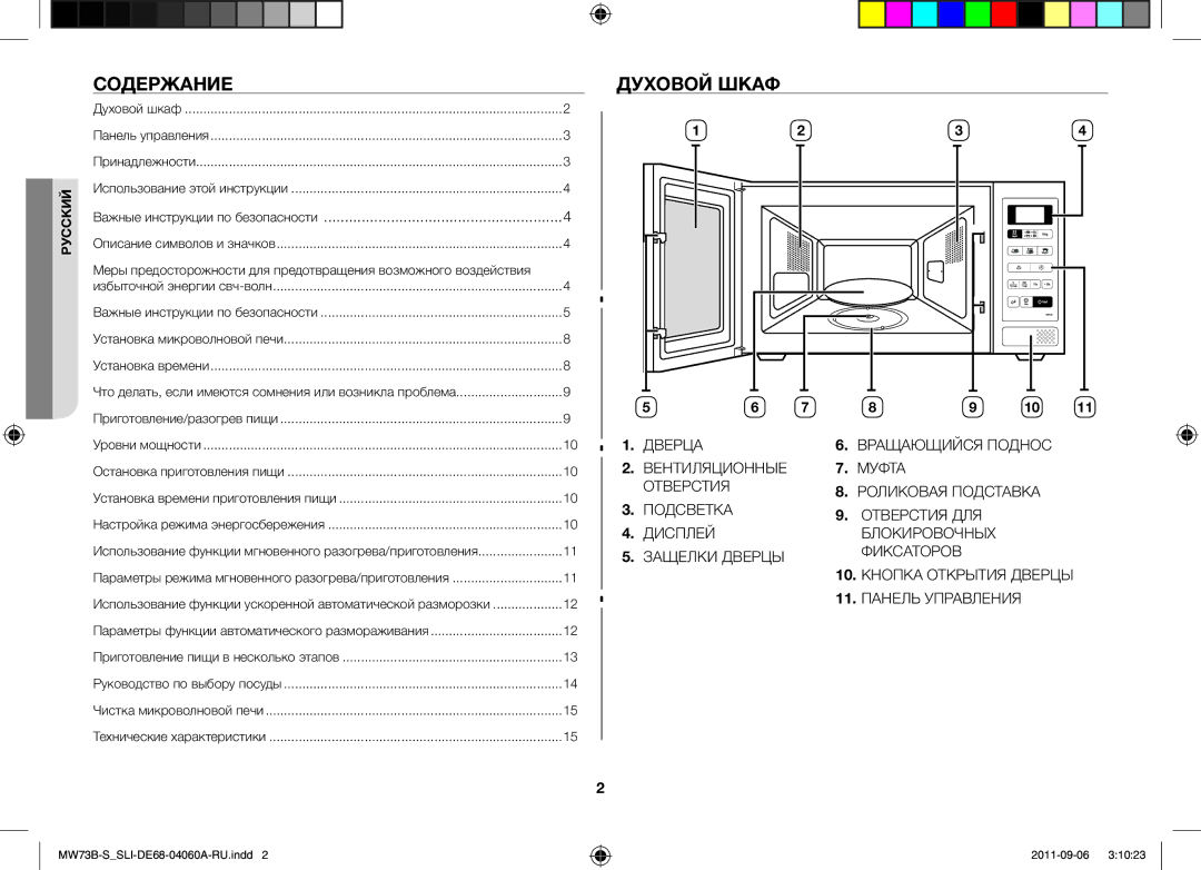 Samsung MW73B/SLI, MW73B-S/SLI manual Содержание, Духовой Шкаф, Важные инструкции по безопасности 