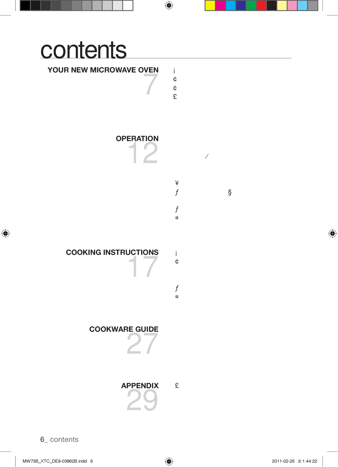 Samsung MW73B/XSG, MW73B/XTC manual Contents 