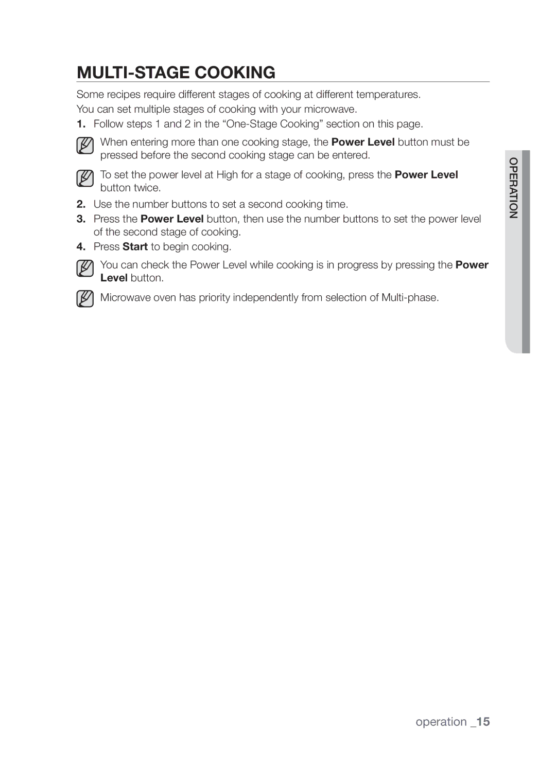 Samsung MW73B/ZAM manual Multi-stage cooking 