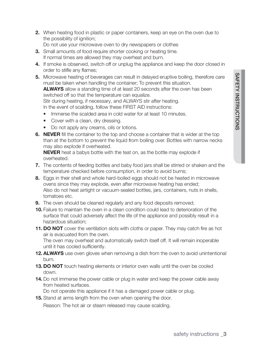 Samsung MW73B/ZAM manual Safety instructions 