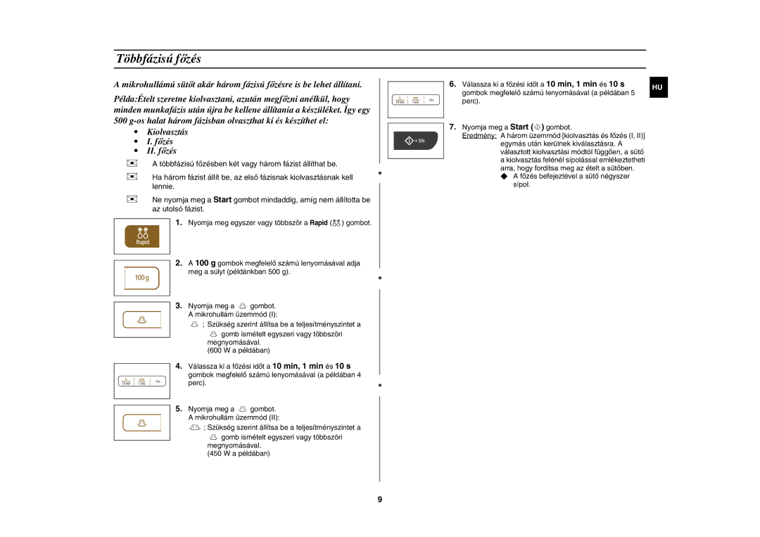 Samsung MW73C/XEH, MW73C/BOL manual Többfázisú főzés 