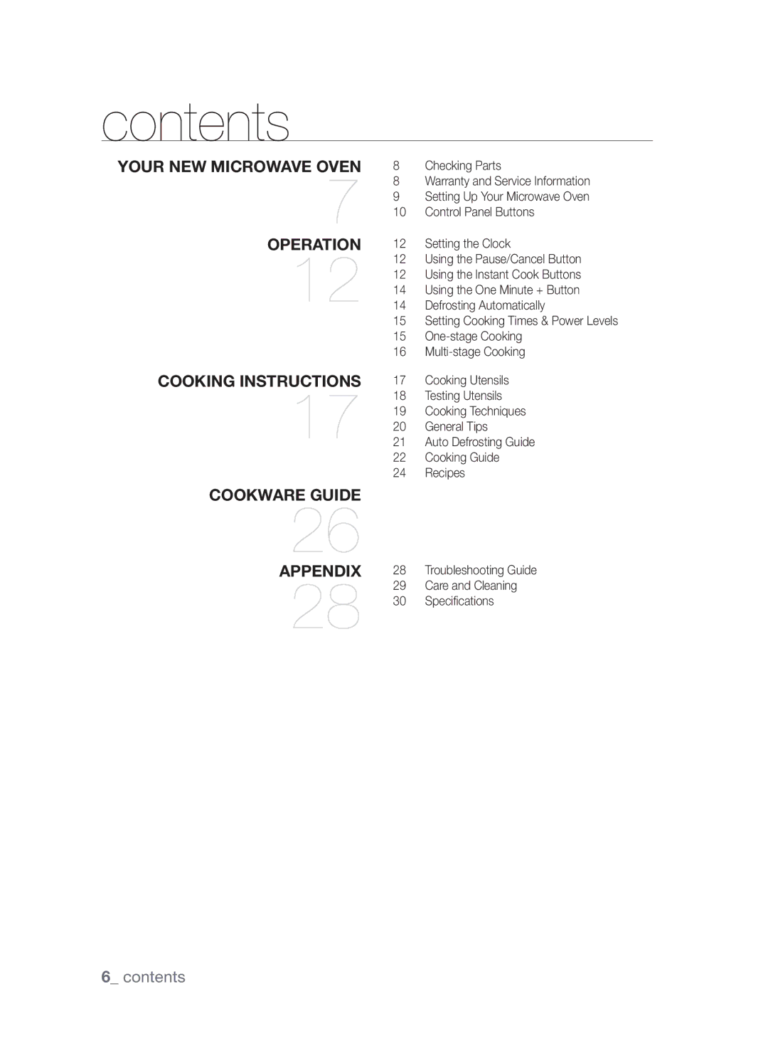 Samsung MW73C/XSG, MW73C/XSV, MW73C/ZAM, MW73C-S/XSG manual Contents 