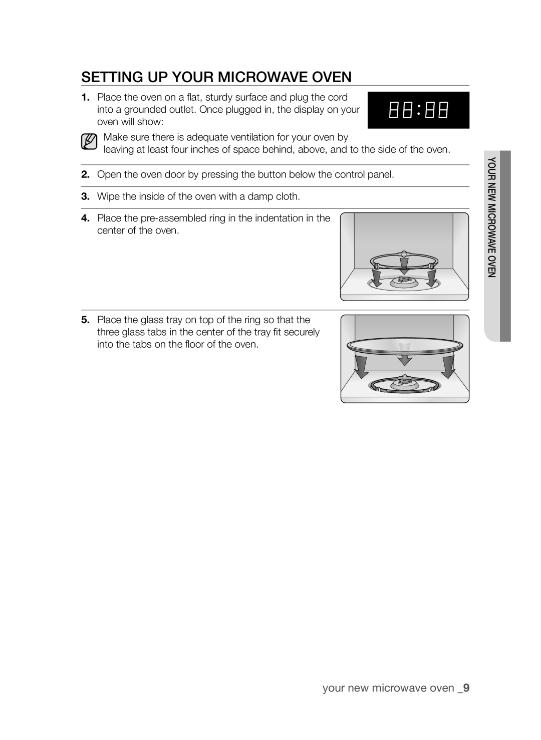 Samsung MW73C/ZAM, MW73C/XSV, MW73C/XSG, MW73C-S/XSG manual Setting Up Your Microwave Oven 