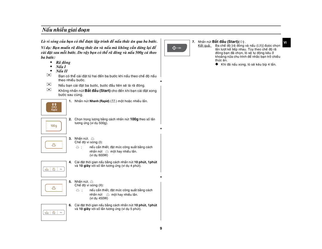 Samsung MW73C/XSV manual Naáu nhieàu giai ñoaïn, Raõ ñoâng 