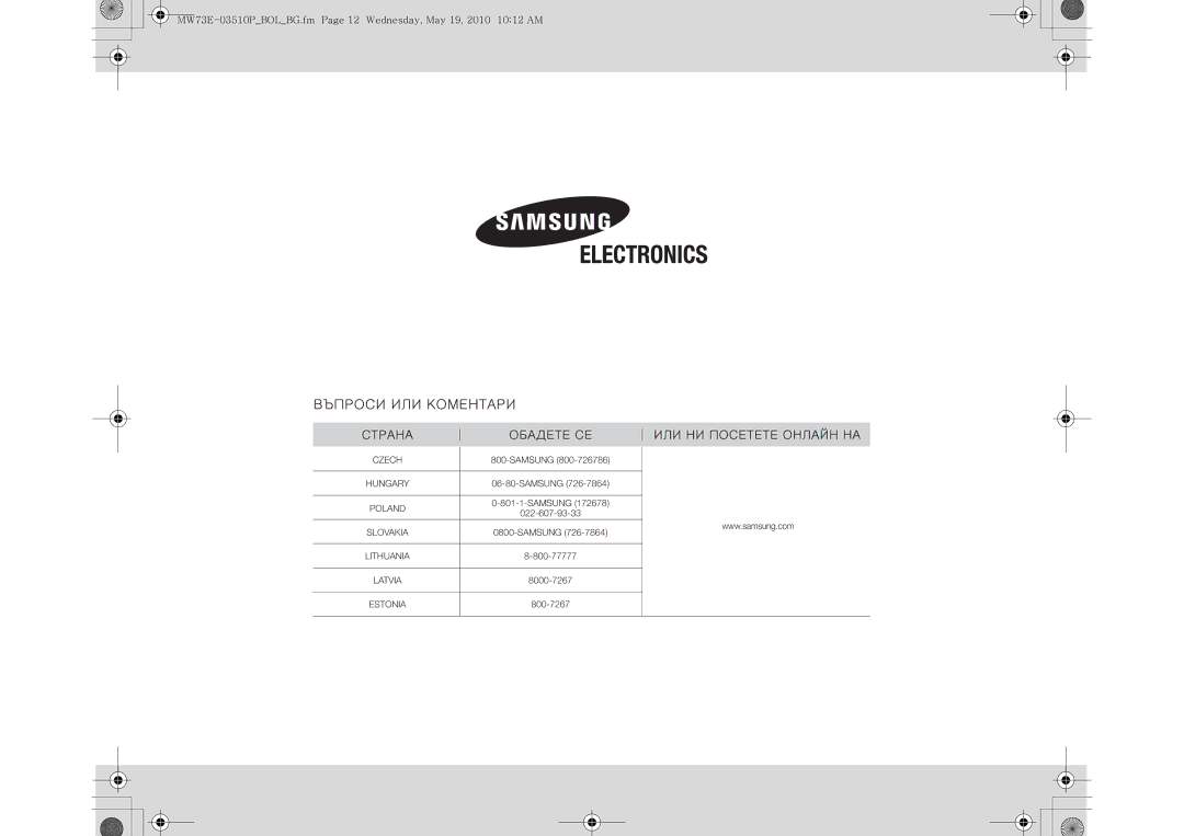 Samsung MW73E-WB/BOL manual Czech 