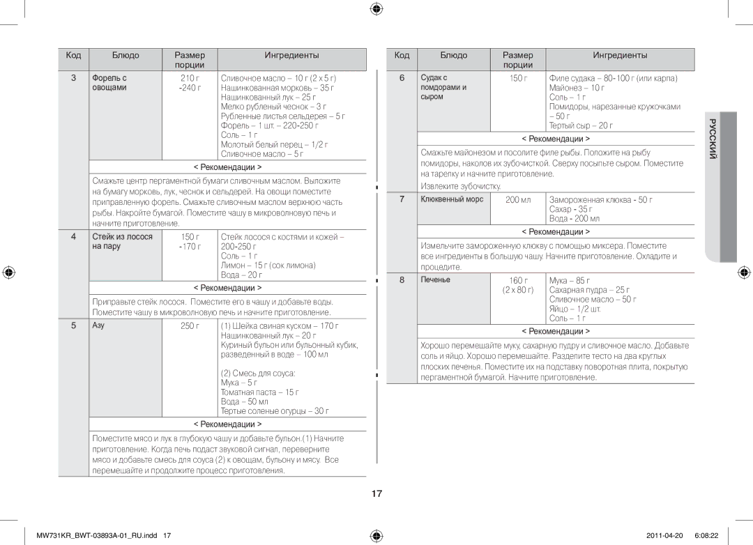 Samsung MW73M1KR-X/BWT manual Форель с 