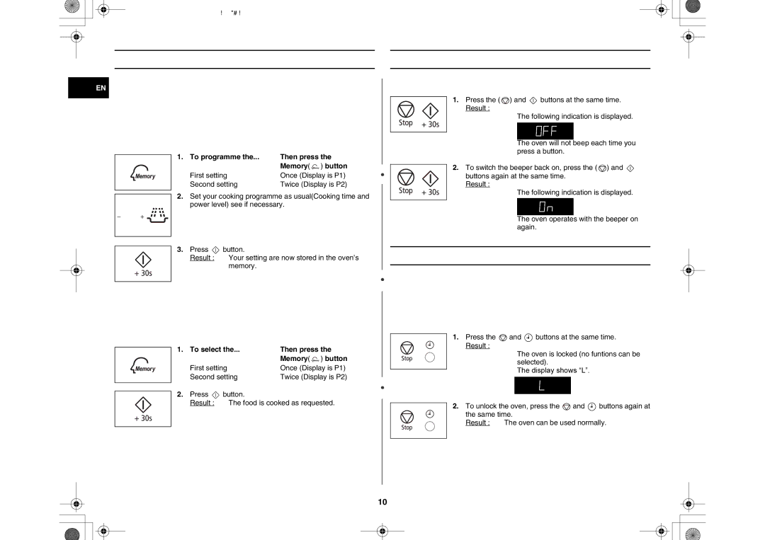 Samsung MW76N-B/ELE manual Using the Memory Feature Switching the Beeper Off, Safety-Locking Your Microwave Oven 