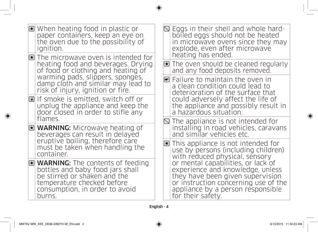 Samsung MW76V-WW/XEE manual English 