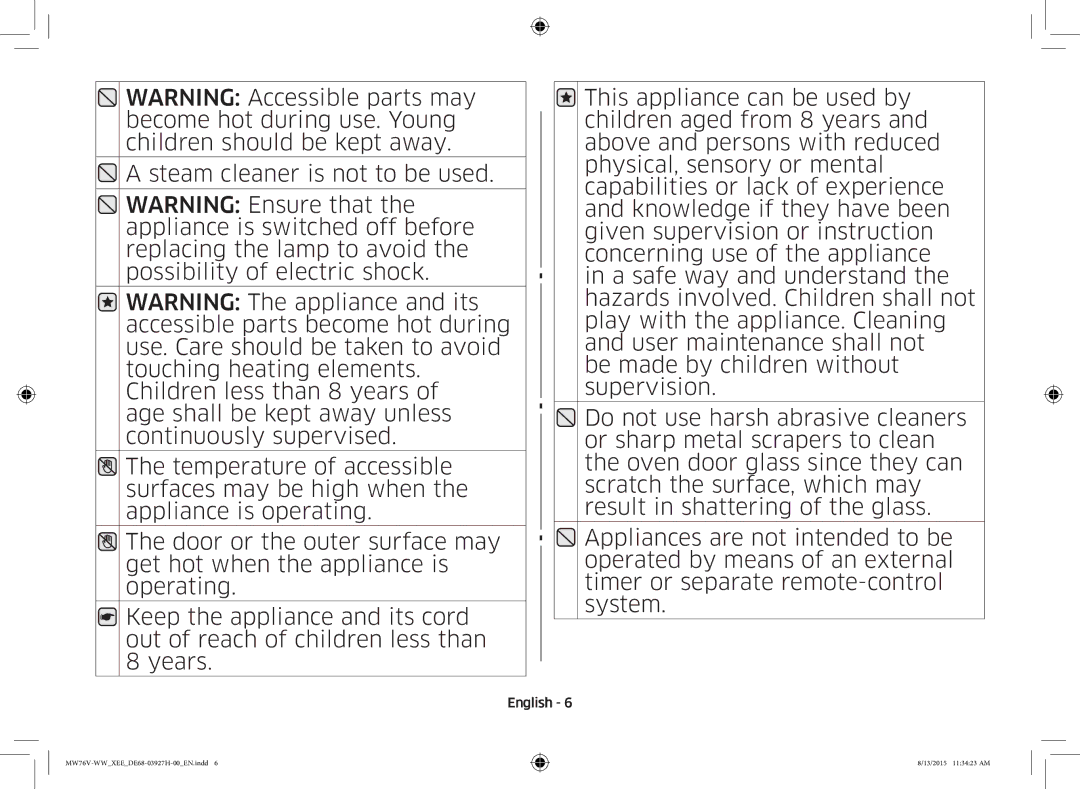 Samsung MW76V-WW/XEE manual English 