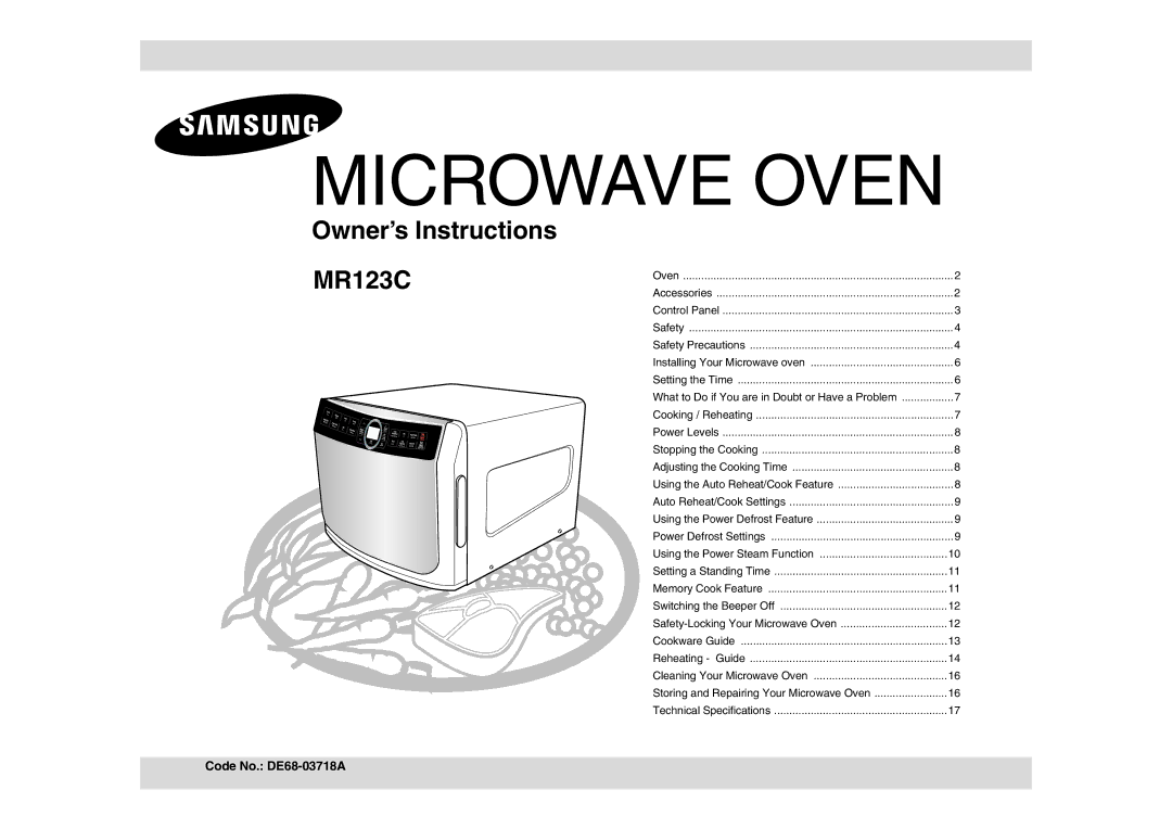 Samsung MW8113ST/ZAM manual Microwave Oven 