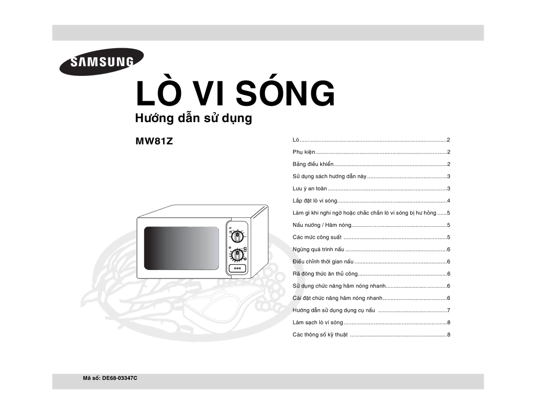 Samsung MW81Z/XSV manual LOØ VI Soùng, Loø Phuï kieän 