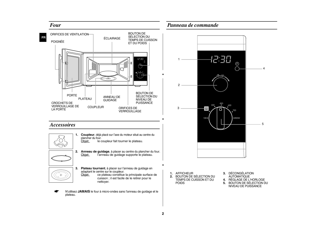 Samsung MW82P-X/XEF Four Panneau de commande, Accessoires, Objet, Cuisson il est facile de le retirer pour le, Nettoyer 