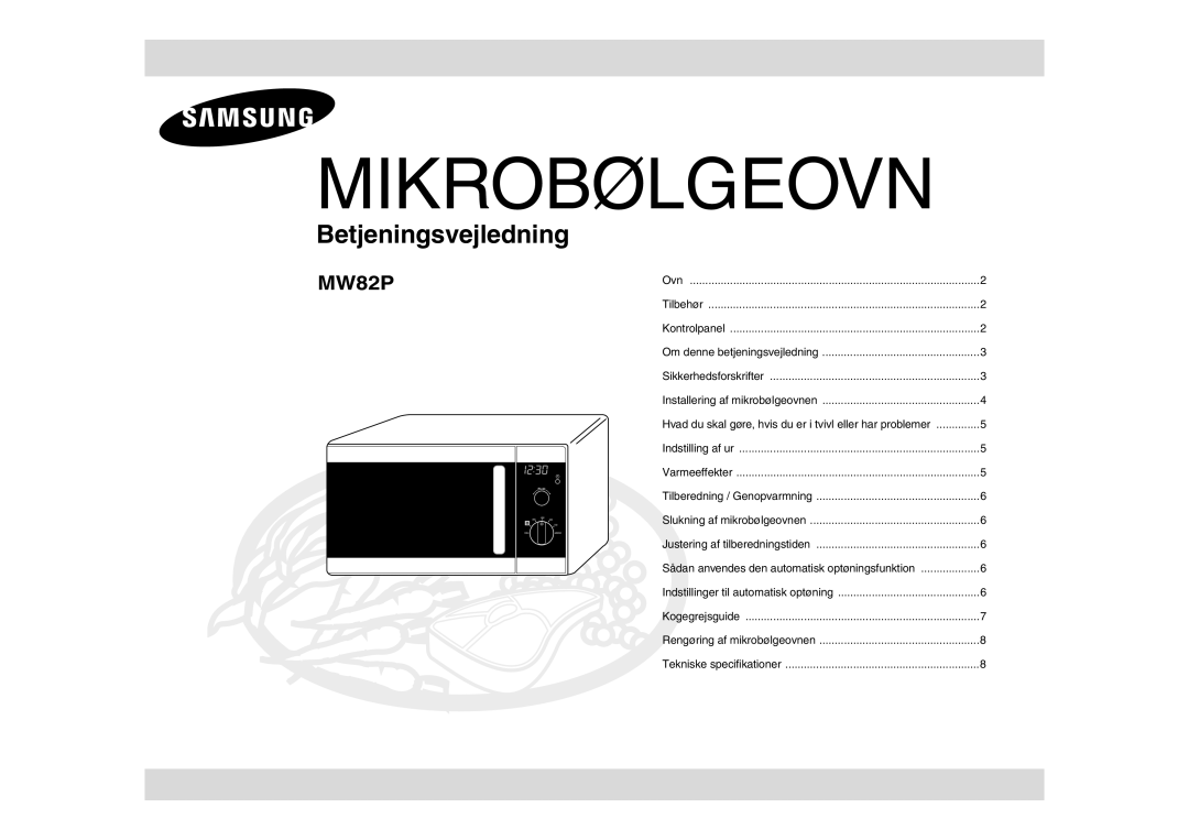 Samsung MW82P-S/XEE manual Mikrobølgeovn 