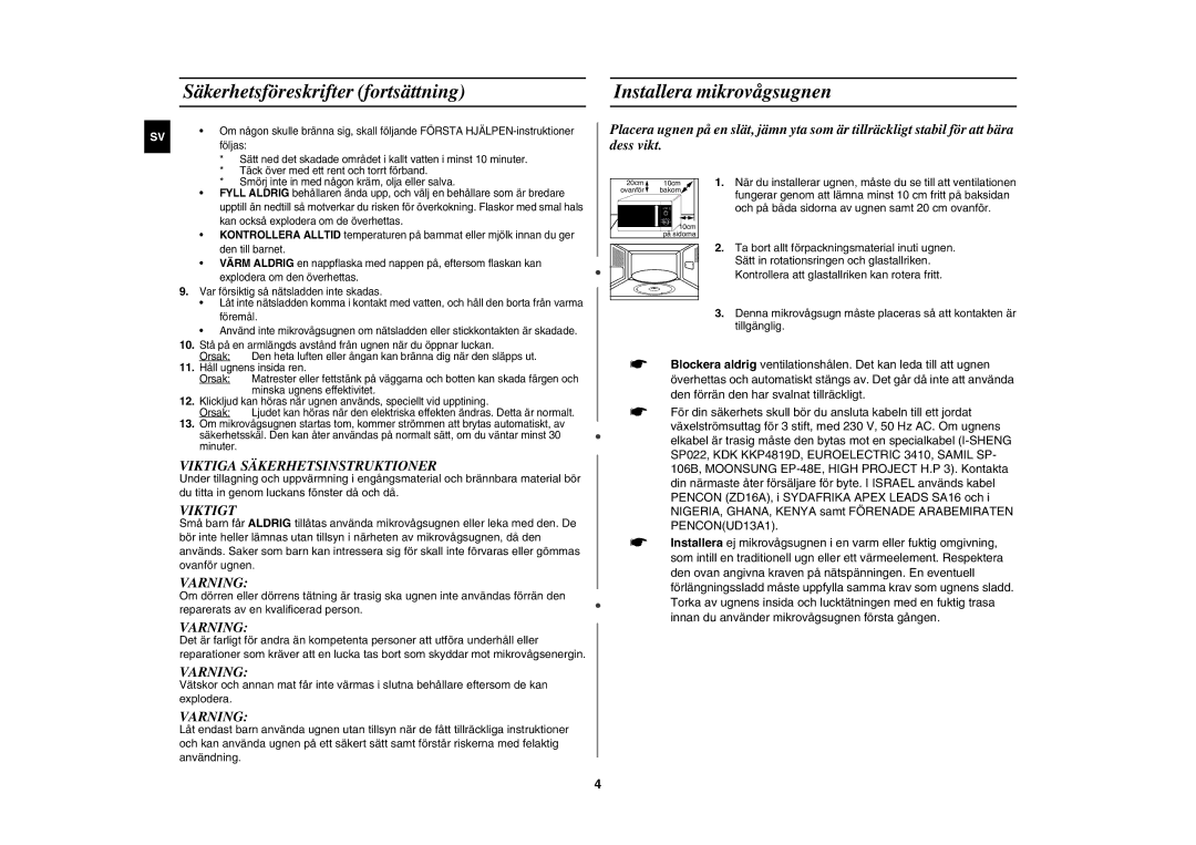 Samsung MW82W-S/XEE manual 11. Håll ugnens insida ren Orsak, Minska ugnens effektivitet 