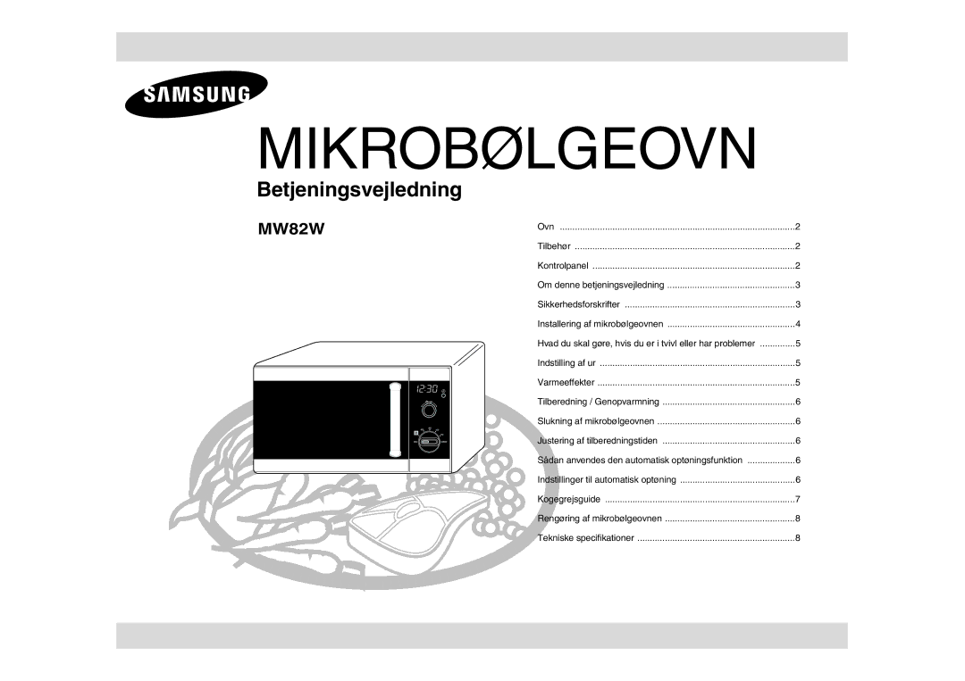 Samsung MW82W-S/XEE manual Mikrobølgeovn, Hvad du skal gøre, hvis du er i tvivl eller har problemer 