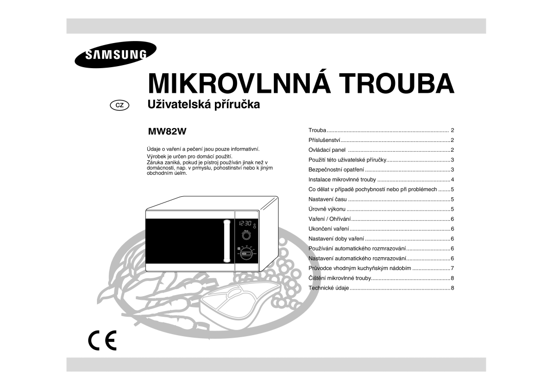 Samsung MW82W-S/XEH manual Microwave Oven 