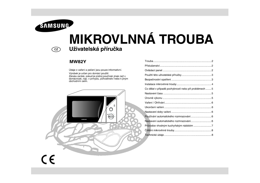 Samsung MW82Y-S/XEH manual Microwave Oven 