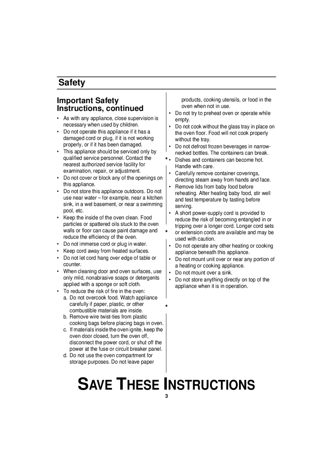 Samsung MW830BA manual Important Safety Instructions 