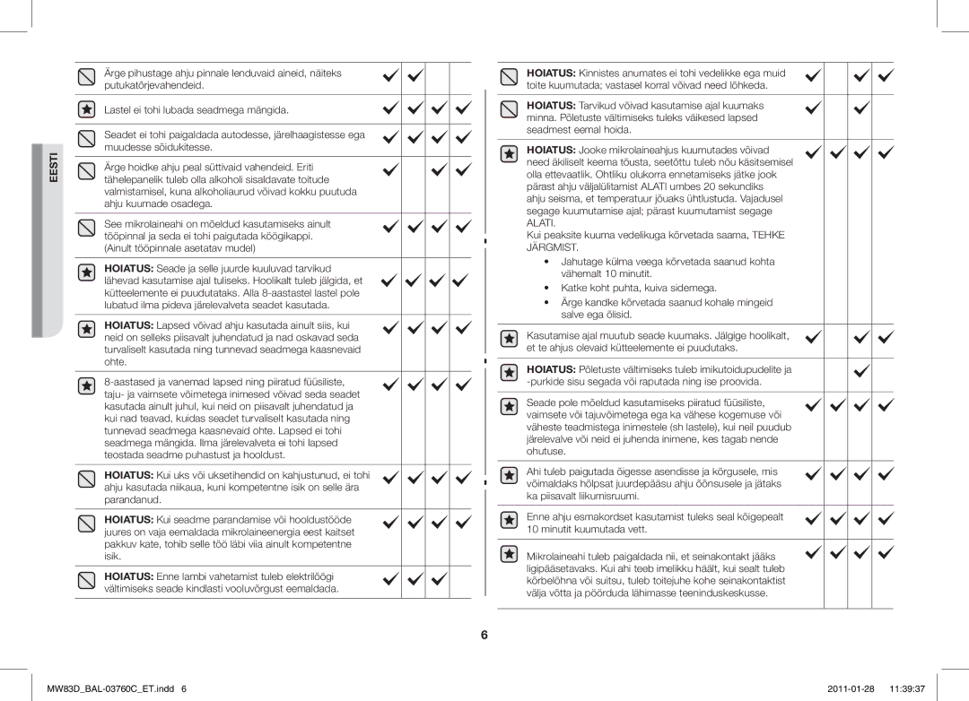 Samsung MW83D/BAL manual Alati 