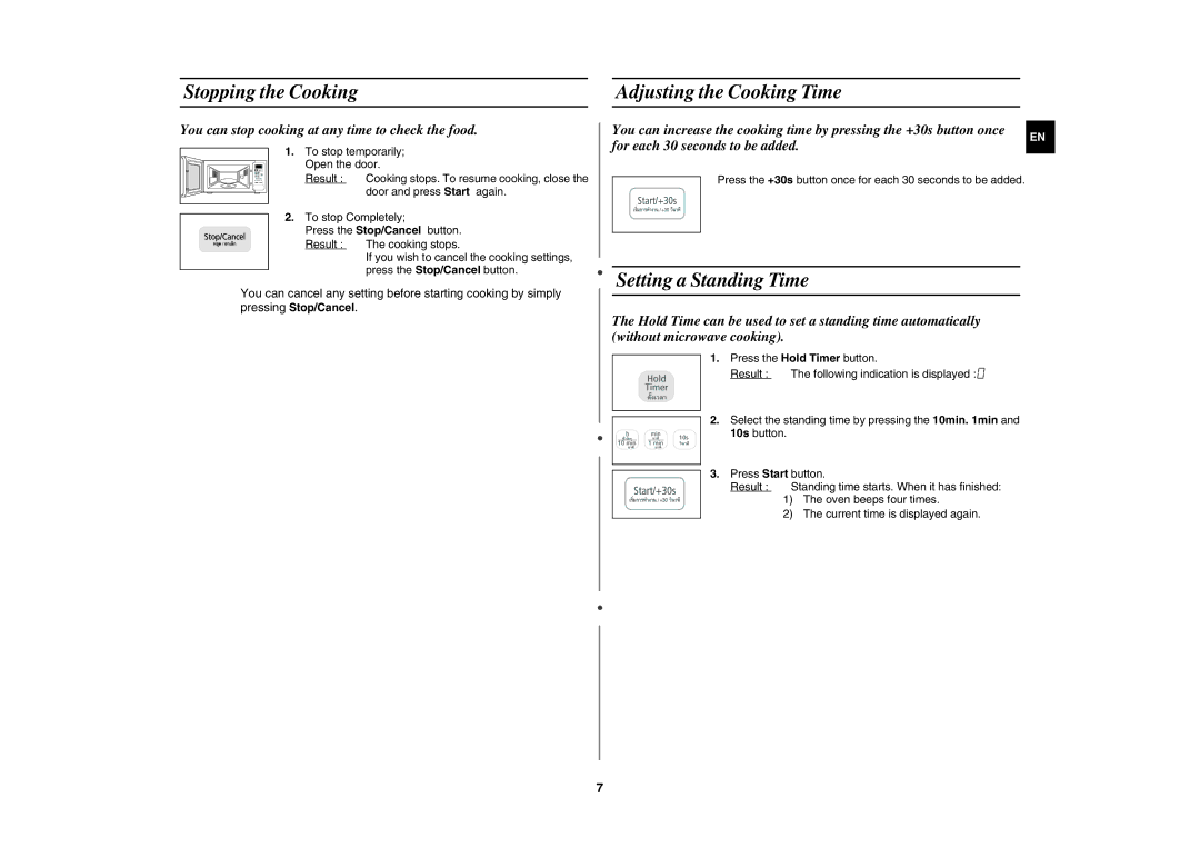 Samsung MW83Z technical specifications Stopping the Cooking Adjusting the Cooking Time, Setting a Standing Time 