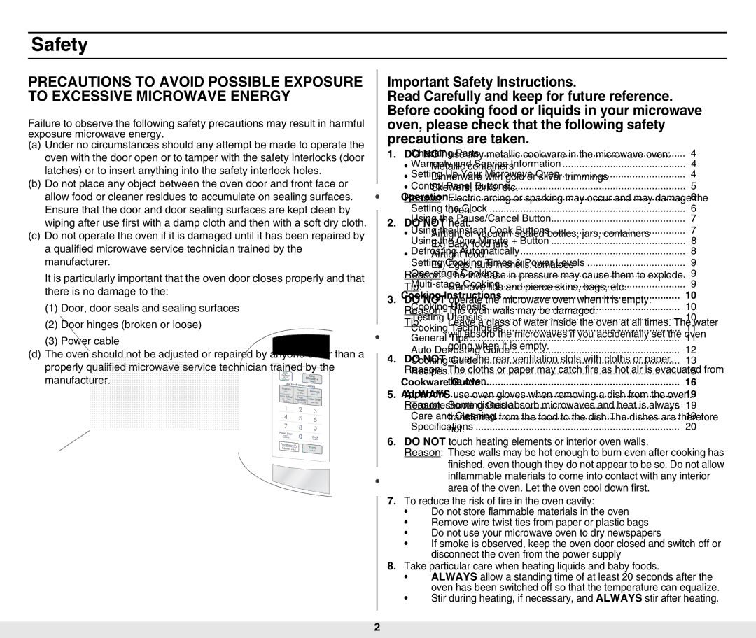 Samsung MW840WF-B/ZAM manual Safety, Do not heat 