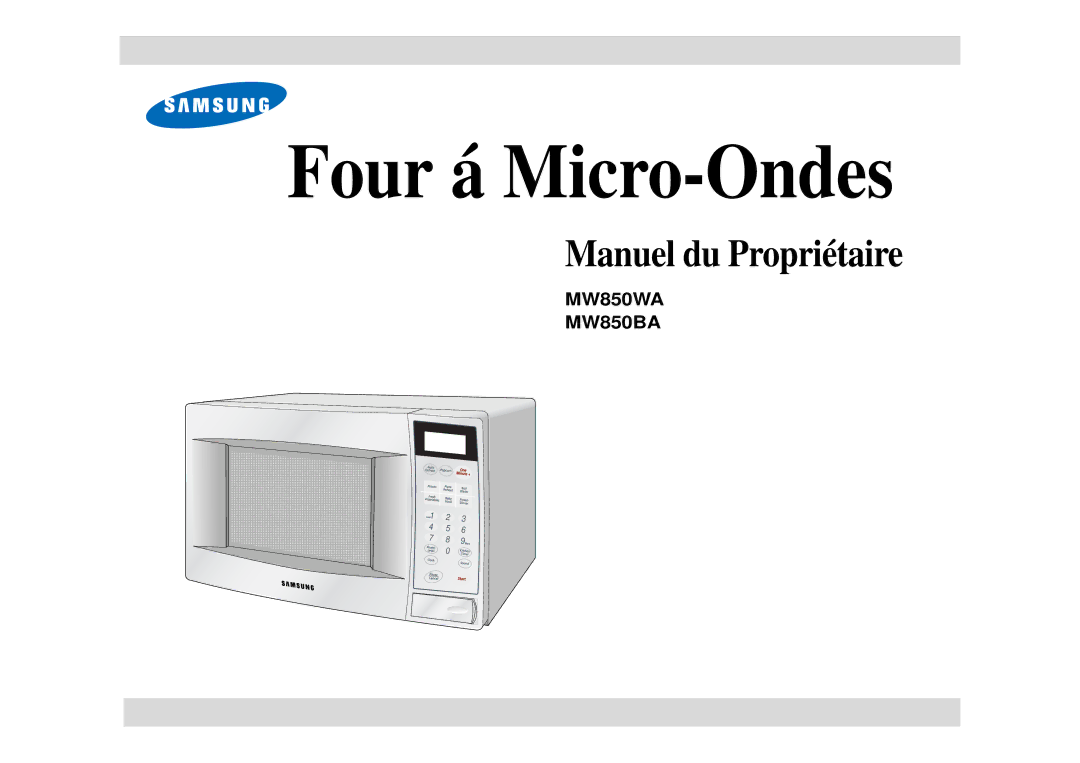 Samsung MW850BA, MW850WA owner manual Four á Micro-Ondes 