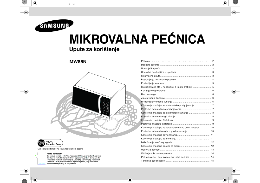 Samsung MW86N-B/BOL manual Mikrovalna Pećnica 