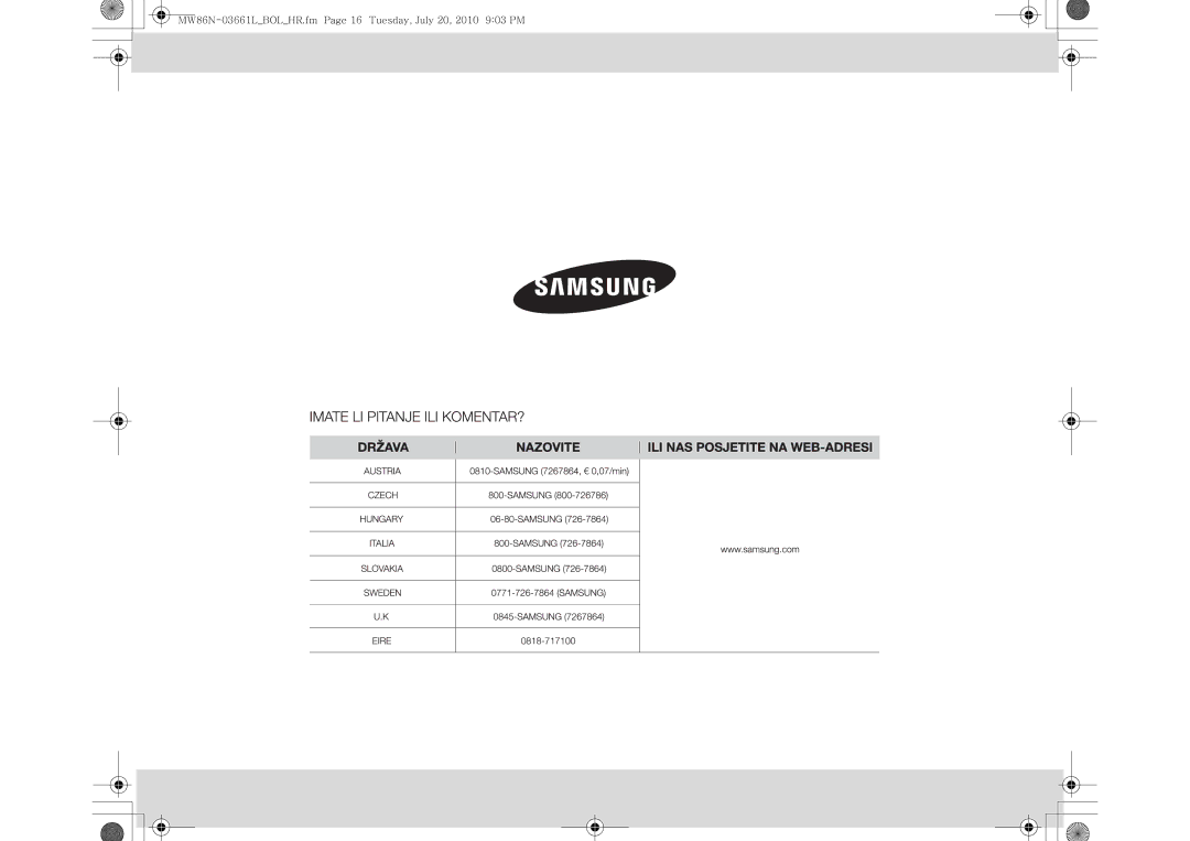 Samsung MW86N-B/BOL manual 