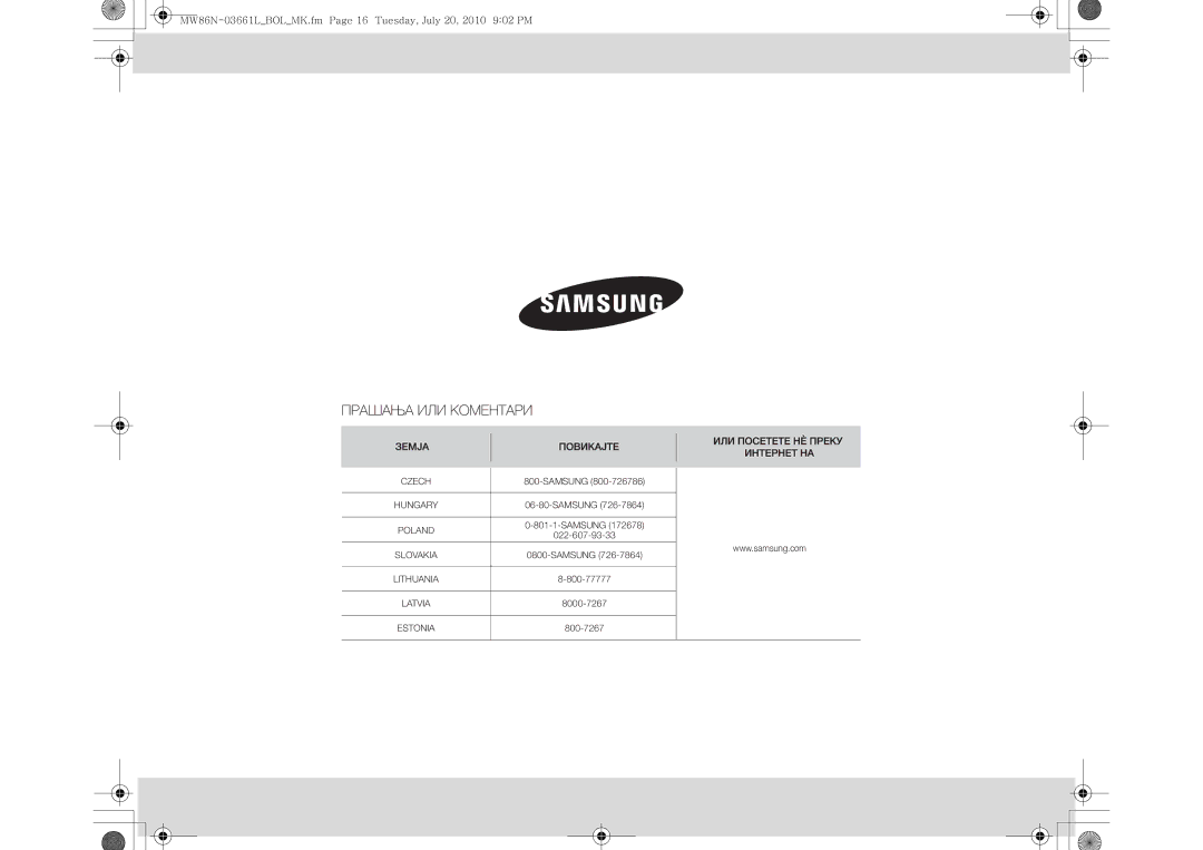 Samsung MW86N-B/BOL manual Czech 