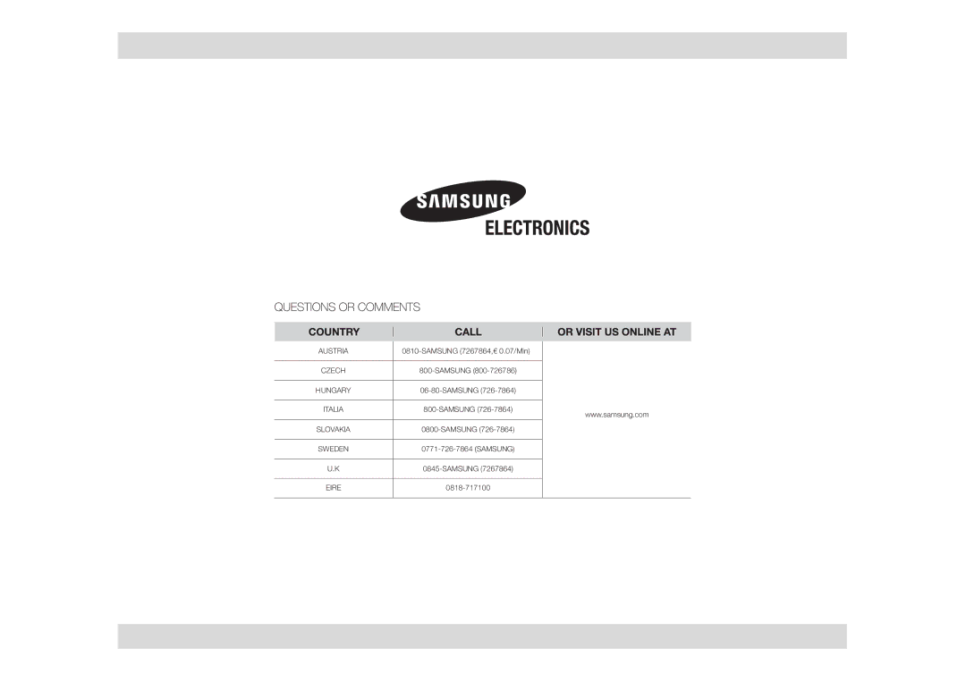 Samsung MW86N-B/BOL manual Austria 