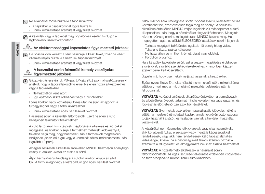 Samsung MW86N-SX/XEH manual Magyar 