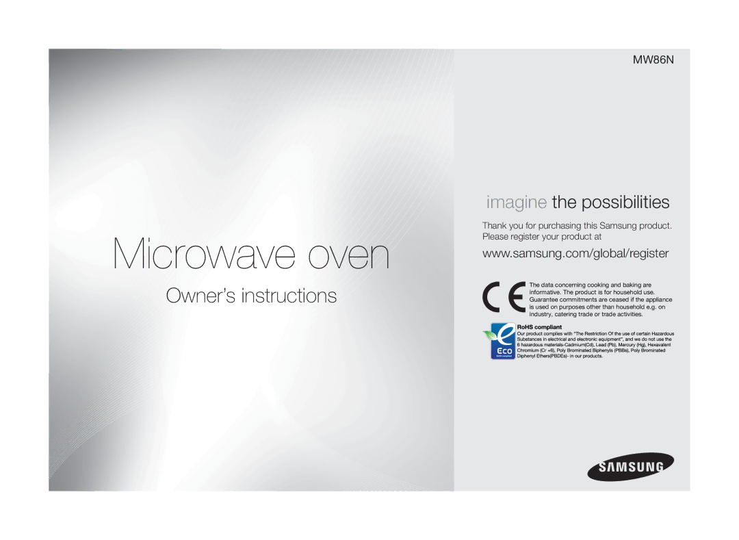 Samsung MW86N-SX/XEH manual Microwave oven 