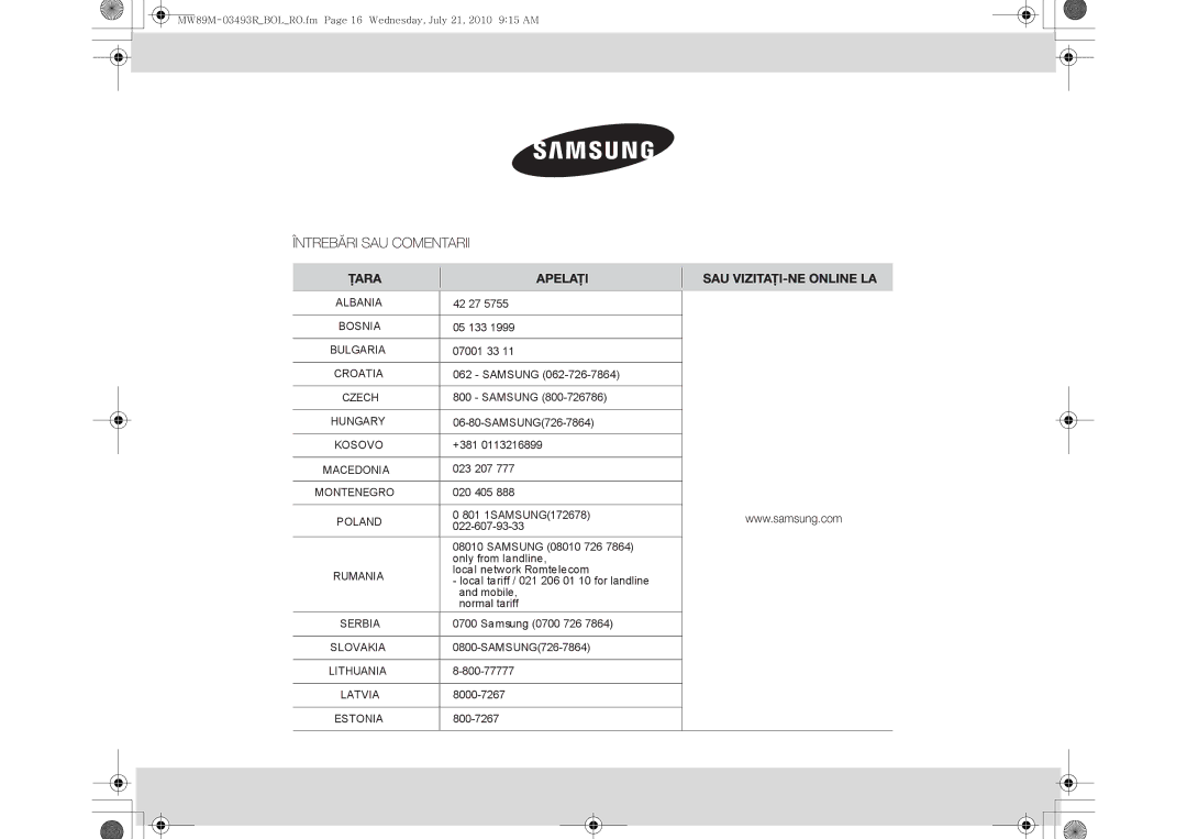 Samsung MW86N/XSG, MW86N/FAL manual Hungary 