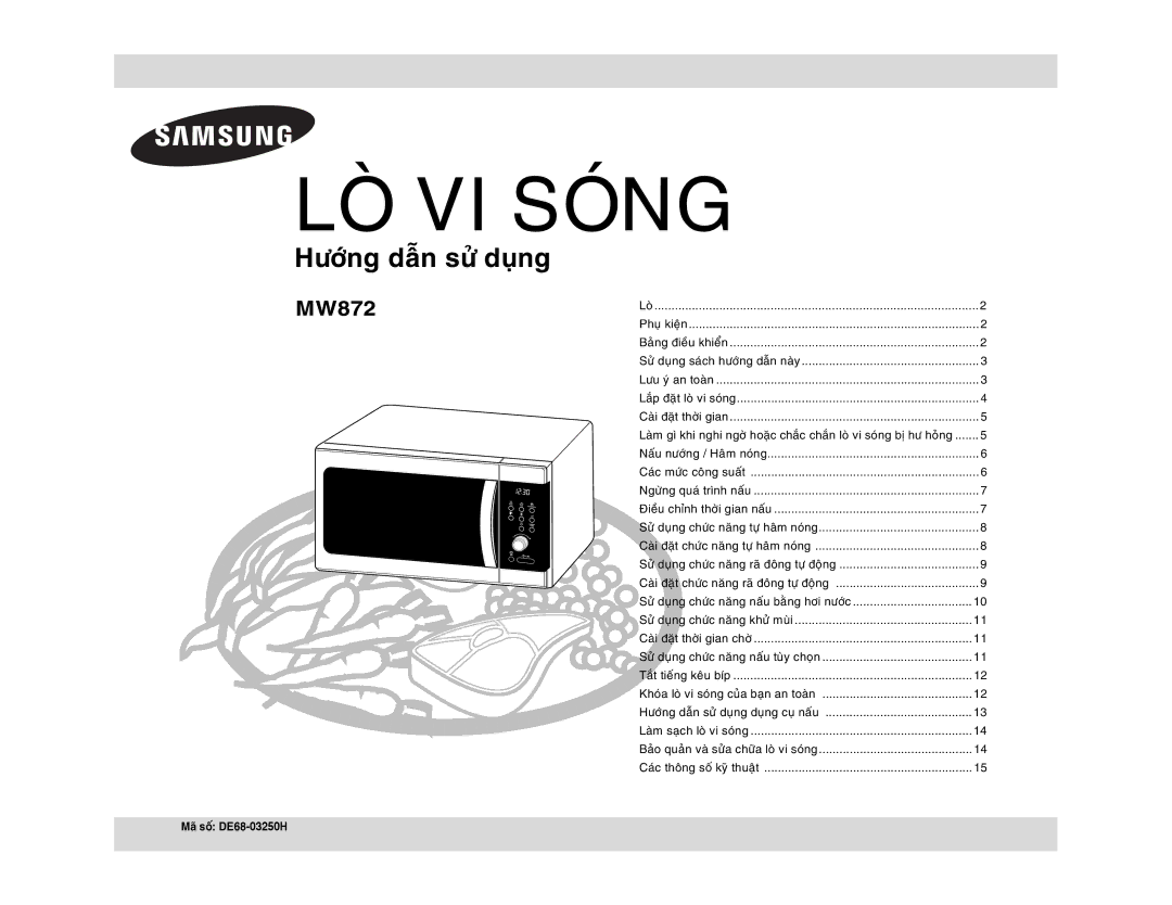 Samsung MW872-S/XSV manual LOØ VI Soùng, Maõ soá DE68-03250H 