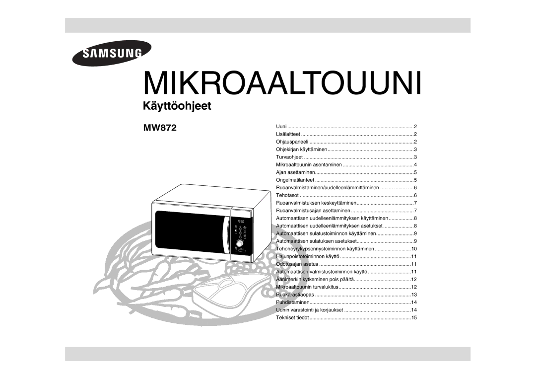 Samsung MW872/XEE manual Mikroaaltouuni 