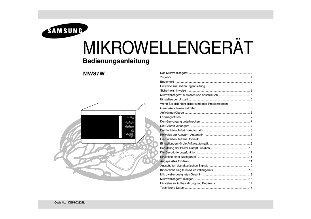 Samsung MW87W-S/XEG manual Mikrowellengerät 