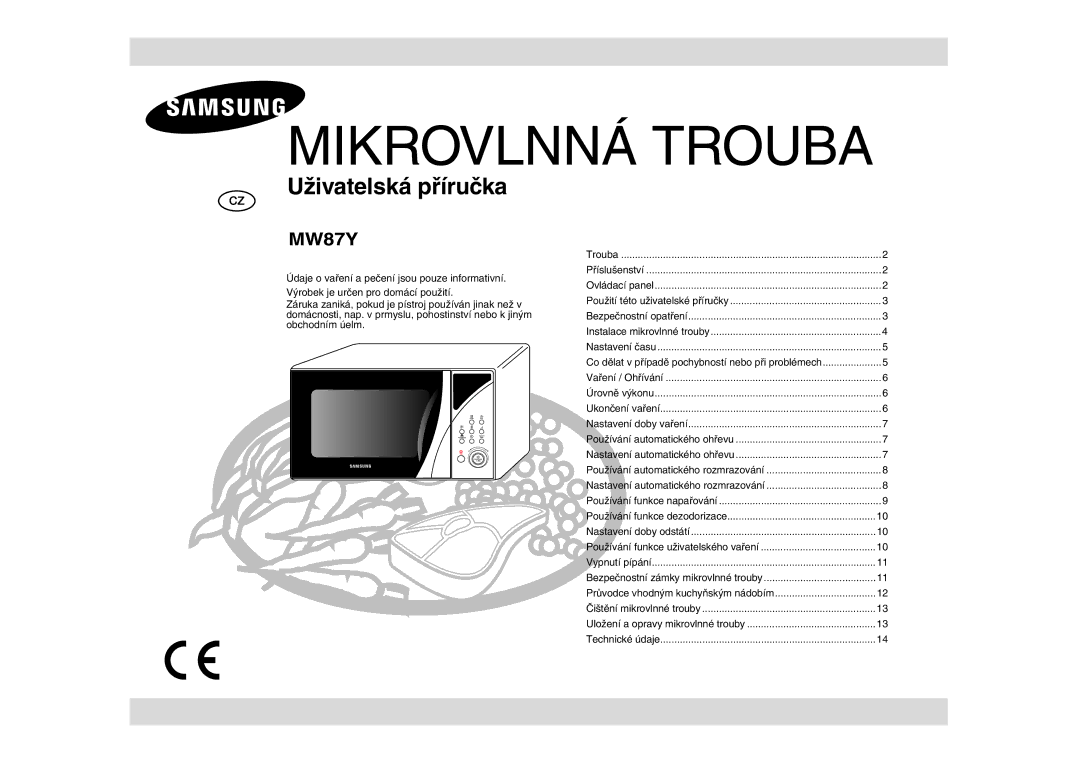 Samsung MW87Y-S/XEH manual Mikrovlnná Trouba 