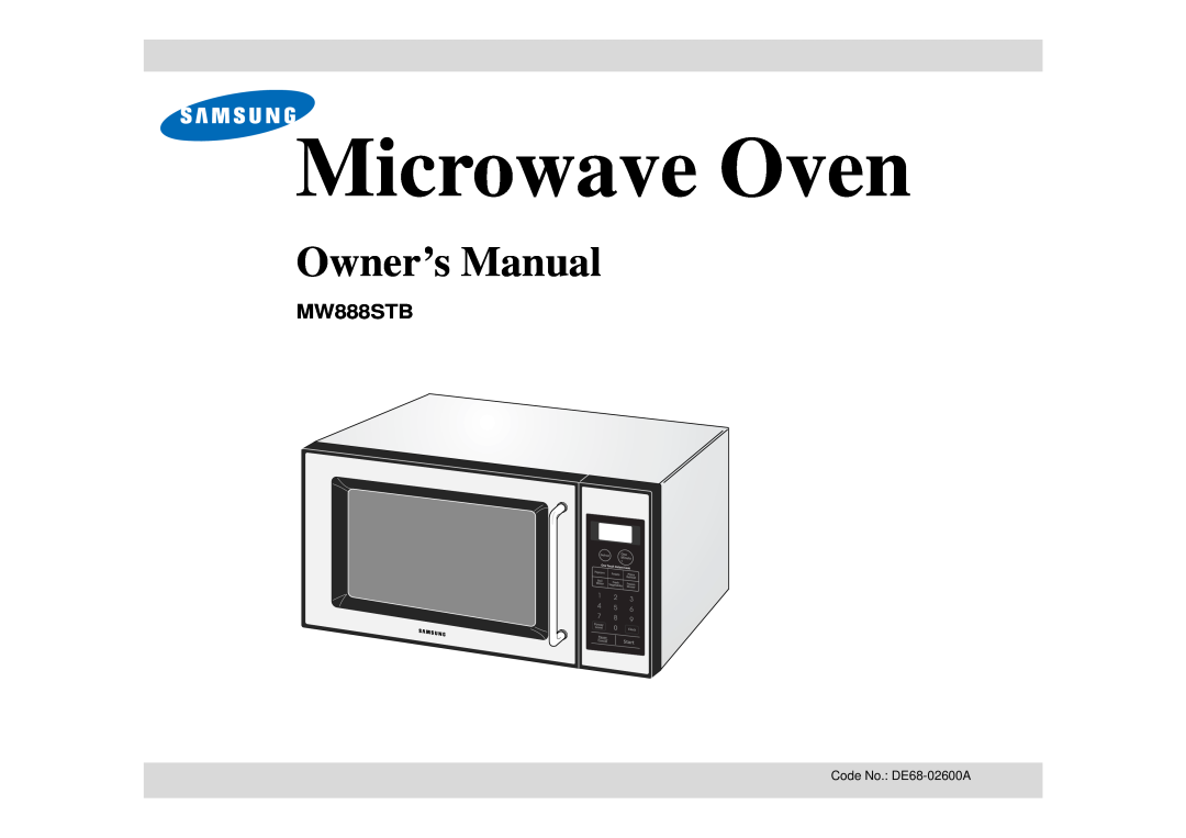 Samsung MW888STB owner manual Microwave Oven 