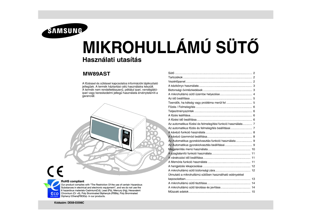 Samsung MW89AST/XEH manual Mikrohullámú Sütő 