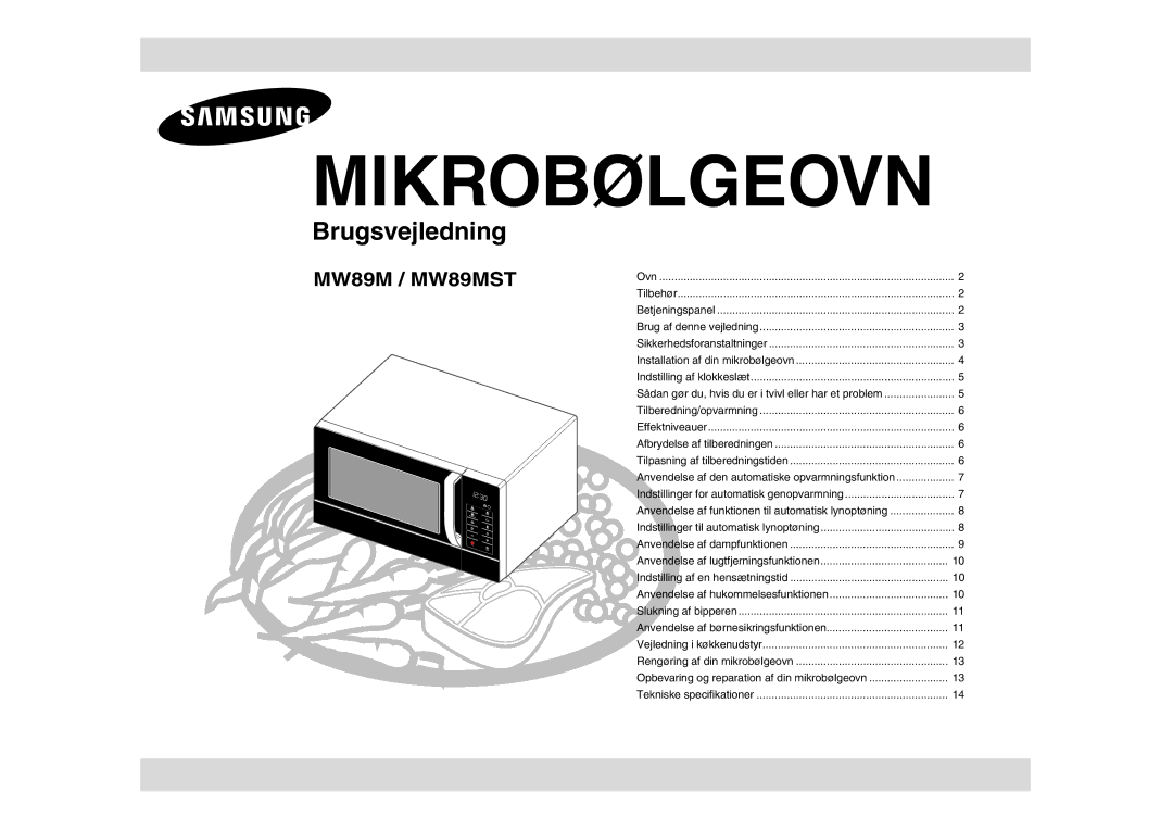 Samsung MW89MST/XEE, MW89M-B/XEE manual Mikrobølgeovn 