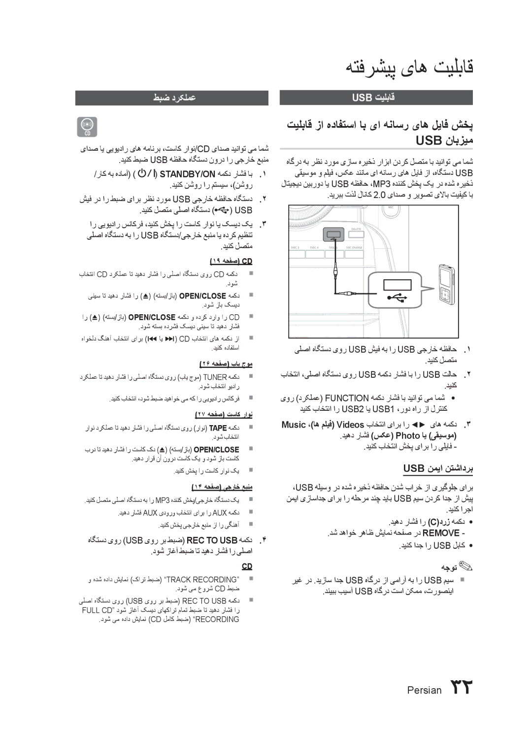 Samsung MX-C630D/MEA هتفرشیپ یاه تیلباق, تیلباق زا هدافتسا اب یا هناسر یاه لیاف شخپ, Usb نابزیم, طبض درکلمع, Usb تیلباق 