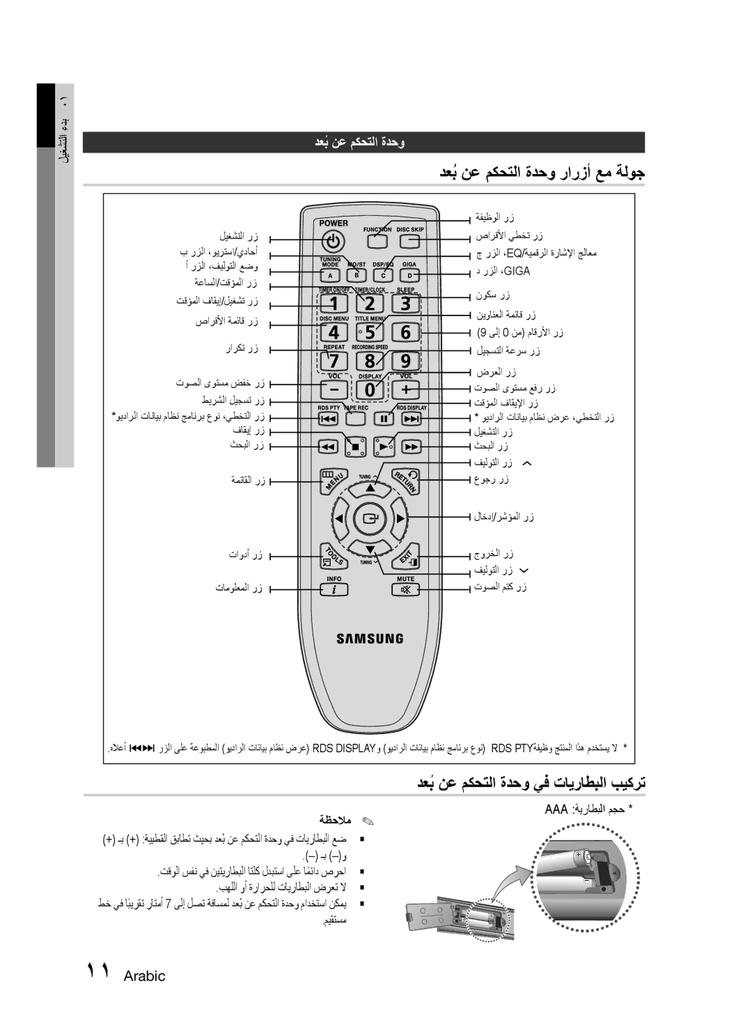 Samsung MX-C830D/UMG, MX-C830D/HAC, MX-C830D/AFR manual دعبُ نع مكحتلا ةدحو يف تايراطبلا بيكرت, Aaa ةيراطبلا مجح, ميقتسم 