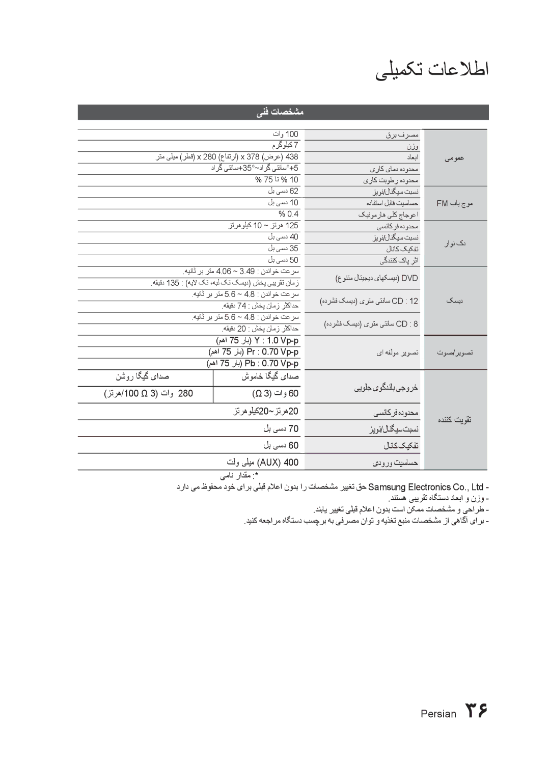 Samsung MX-C830D/AFR, MX-C830D/HAC, MX-C830D/KE, MX-C870D/XFA, MX-C830D/UMG, MX-C830D/LAG, MX-C830D/MEA manual ینف تاصخشم, یمومع 