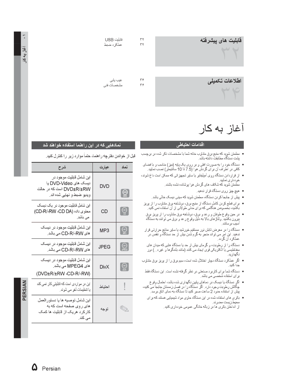 Samsung MX-C830D/LAG manual راک هب زاغآ, هتفرشیپ یاه تیلباق یلیمکت تاعلاطا, دش دنهاوخ هدافتسا امنهار نیا رد هک ییاهدامن 