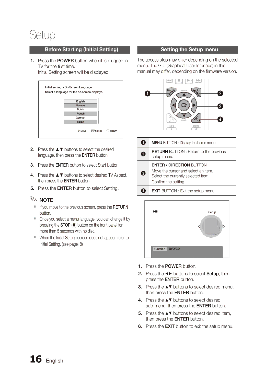 Samsung MX-C830D/XER manual Before Starting Initial Setting, Setting the Setup menu 