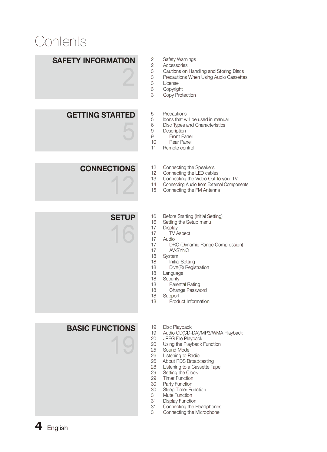 Samsung MX-C830D/XER manual Contents 