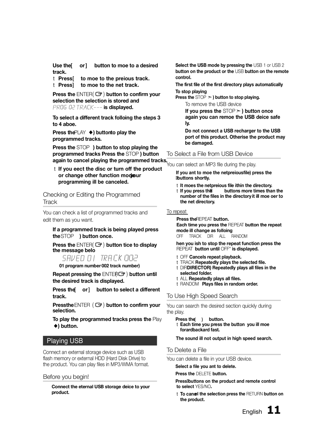 Samsung MX-FS9000/UM manual Playing USB 