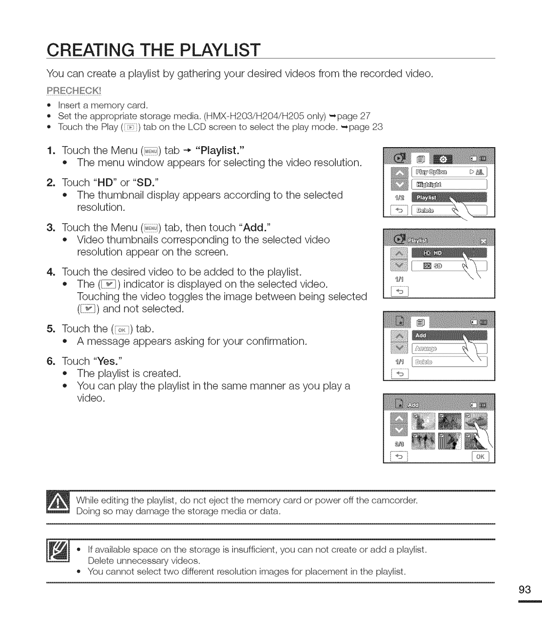 Samsung MX-H200RP, MX-H220RP, MX-H205RP, MX-H204RP, MX-H203RP user manual Creating the Playlist 