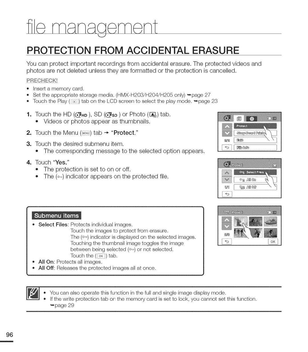 Samsung MX-H220RP, MX-H205RP, MX-H200RP, MX-H204RP, MX-H203RP user manual Rn n aernent, Protection from Accidental Erasure 