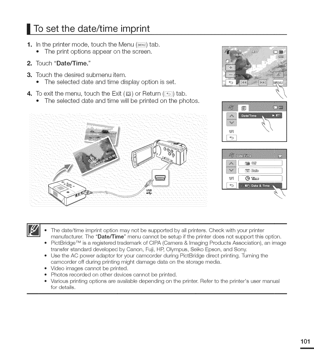 Samsung MX-H220RP, MX-H205RP, MX-H200RP, MX-H204RP, MX-H203RP user manual To set the date/time imprint 